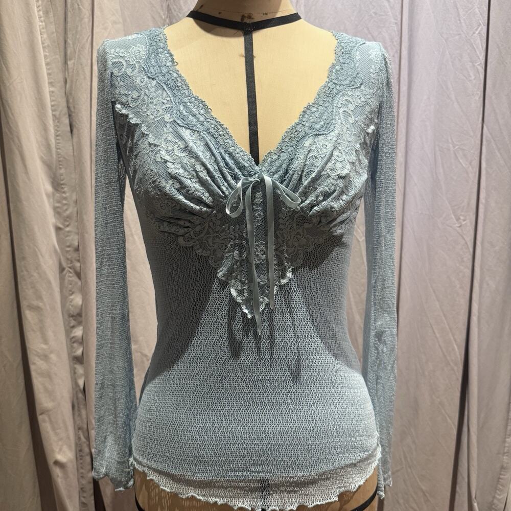 VTG Cobweb Mesh And Lace Fairy Camelot Ann Ferriday Top S/M